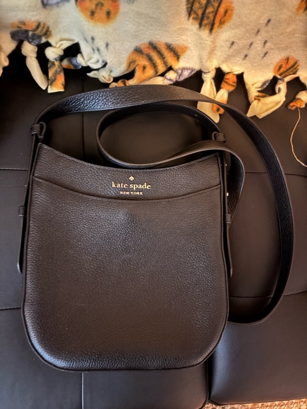 kate spade Black Pebbled Leather Saddle Crossbody